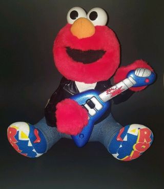 Vtg 1998 Tyco Sesame Street Rock N Roll Elmo Plush Guitar &