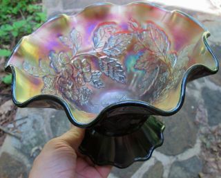 One Dugan Dogwood Sprays Antique Carnival Art Glass Vase Bowl Amethyst