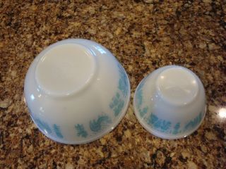 2 PYREX Turquoise Amish Butterprint Nested Mixing Bowls 401 403 3