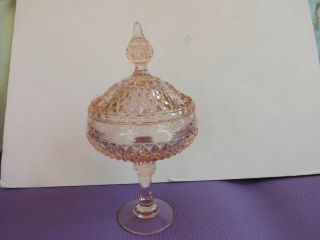 Vintage Pink Pedestal Candy Dish With Lid 12