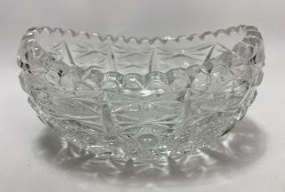 Vintage Abp ? Canoe Boat Bowl Cut Crystal Glass 6.  5” Centerpiece
