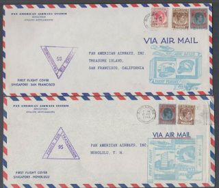 Malaya - Singapore Incoming & Out Going Airmail Covers Odd Slogan Cancel Etc X 7