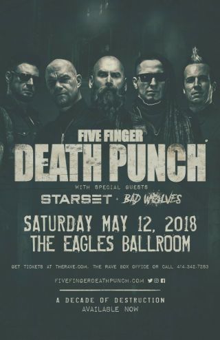 Five Finger Death Punch Concert Poster Reprint (no Autograph)