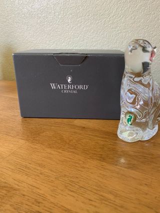 Waterford Crystal Cat Looking Up,  5 " H,  Nib With All Paperwork,  Paperweight