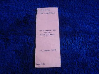 Elvis Costello And The Attractions 23rd Dec 1977 The Nashville Concert Ticket