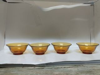 Set Of 4 Vintage Amber Indiana Glass Serving Bowls