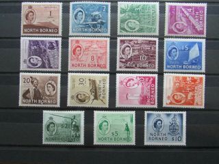 Xl5253: North Borneo Complete Qeii Stamp Set To $10 (1950) : Sg372 – 386