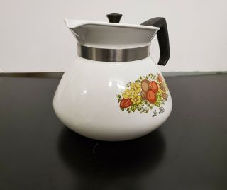 Corning Ware Spice Of Life 6 Cup Tea Kettle Coffee Pot P - 104 With Metal Lid