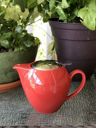 Vintage Beehouse Tea Pot Red/Burnt Orange 3 cup 18oz.  stainless removable Basket 3