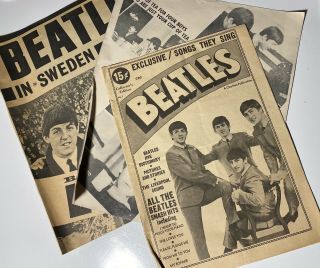 Beatles In Sweden/london 1964 Charlton Publications 1 Fanzine Paper Vintage