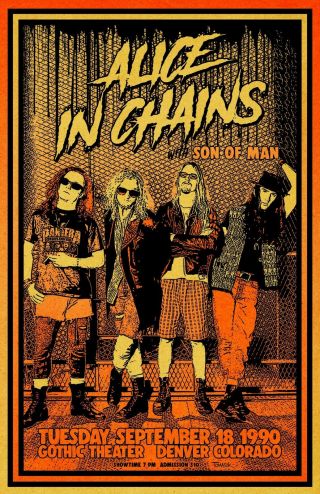 Alice In Chains 1990 Concert Poster