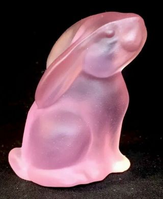 Fenton Art Glass Pink Satin Mini Bunny / Rabbit