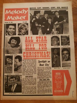 Melody Maker Newspaper December 28th 1963 The Beatles All Star Bill Cover Ex