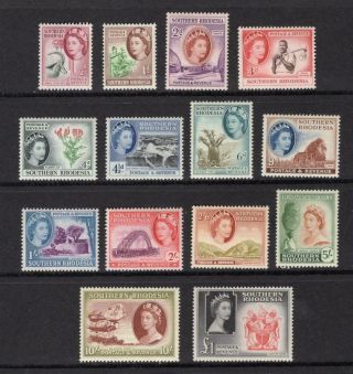 Southern Rhodesia 1953 Qeii Complete Set - Mlh & Mnh - Sc 81 - 94 Cats $98.  00