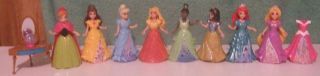 8 Disney Princess Magiclip Dolls With Dresses One Spare Dresser Crystal Ball