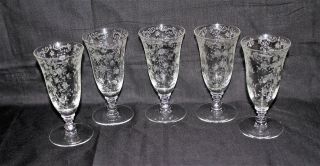 Cambridge Chantilly Etched Glass Stemmed Juice Glasses - Set Of 5 Stem 3775