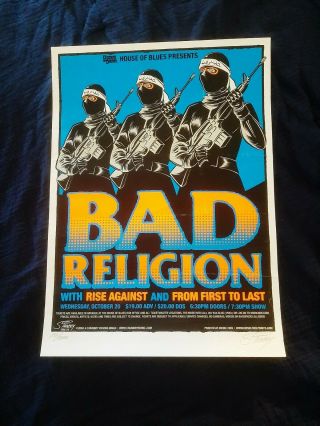 Bad Religion Poster Rise Against Concert Orlando House Of Blues 2004
