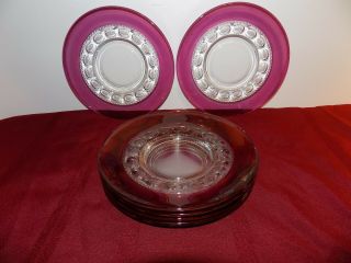 Set Of 6 Tiffin Kings Crown Ruby Red Flash Thumbprint 8 & 3/8 " Plates
