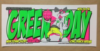 Green Day Screen Printed Concert Poster Found Glory Sugarcult 2004 25x11