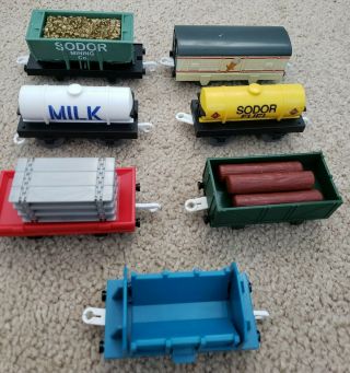 6 Trackmaster Cargo Cars For Thomas And Friends Milk Fuel Gold Lumber Ice Cream,