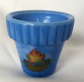 Vintage Akro Agate Flower Pot Blue 1 3/4 Inch Souvenir Callander Canada Ontario