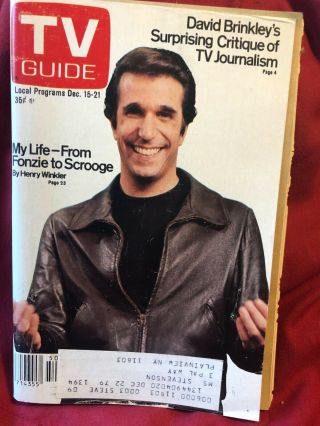 Tv Guide Dec.  15,  1979 Fonzie Henry Winkler Ny Metro Edition