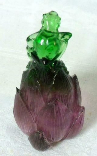 Liuli Liuligongfang Crystal Glass Frog on Flower Bell Tittot Figure Paperweight 2