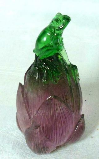 Liuli Liuligongfang Crystal Glass Frog on Flower Bell Tittot Figure Paperweight 3