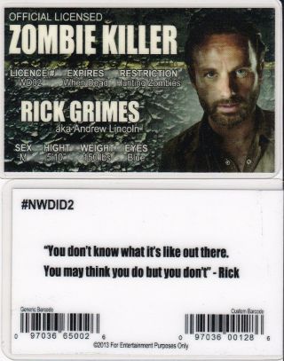 Andrew Lincoln Aka Rick Grimes Of The Walking Dead Drivers License Fake Id Card
