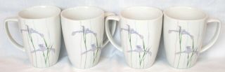 Set Of 4 Corelle Coordinates Shadow Iris Square Porcelain 12 Oz Mugs/cups Exc