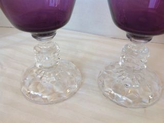 Two Fostoria American Lady Amethyst Water Goblets 3