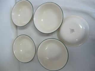 CORELLE GARDEN HOME SOUP CEREAL BOWLS (5) BEIGE WITH GREEN BAND 2