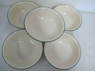 CORELLE GARDEN HOME SOUP CEREAL BOWLS (5) BEIGE WITH GREEN BAND 3