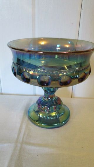 Vintage Indiana Glass Blue Carnival Glass King 