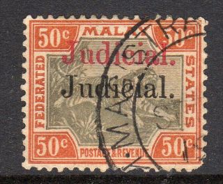 Malaya - Federated Malay States Judicial 1900/01 50c Ovpt.  In Red And Black Fu