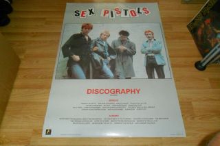 Sex Pistols Vintage Discography Poster 1989 Anabas The Clash Punk Rock