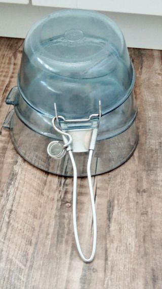 pyrex flameware blue tint glass pots set of 3 w/ detachable handle 1930 ' s 2