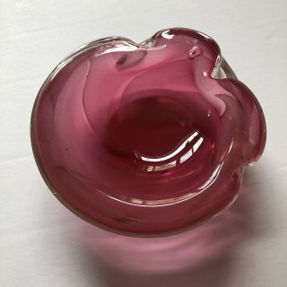 Vintage Murano Italy Art Glass Pink Swirl Bowl Dish Ashtray