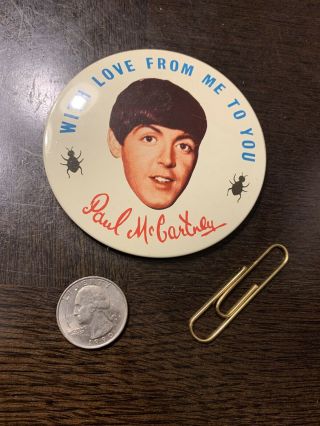 The Beatles Paul McCartney ‘With Love From Me To You’ pin.  Vintage from 1960’s. 3