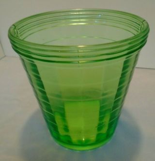 Block Optic Green Ice Bucket,  Anchor Hocking,  5.  5 " Tall 5.  25 " Across Top Vintage