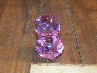 Fenton Glass Rode Pink Mini Sitting Bear Figurine