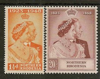 Northern Rhodesia 1948 Royal Silver Wedding Mnh Cat £120 Minor Tone Spot