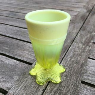 Davidson Vaseline Glass Primrose Yellow Uranium Pearline Vase C1920 