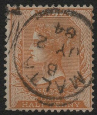 Malta - 1884 ½d Red - Orange Sg 19 Fine V39808