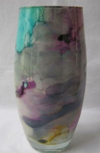 Italian Franco Italy Rainbow Color Art Glass Vase 7.  5 Inches No 785