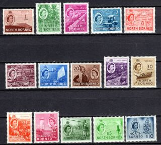 Malaya Straits Settlements 1954 Qeii North Borneo Complete Set Of Mnh Stamps