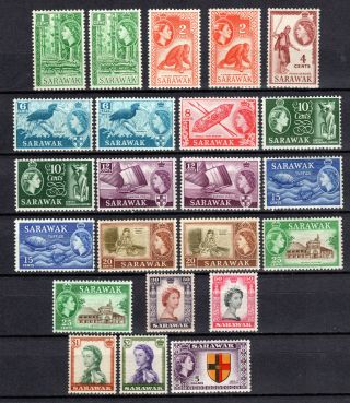 Malaya Straits Settlements 1955 Qeii Sarawak Complete Set Of Mnh Stamps Un/mm