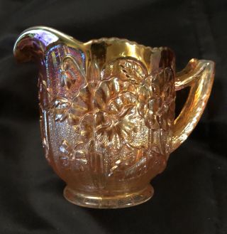 Vintage Imperial Pansy Marigold Carnival Glass Creamer,  Guaranteed
