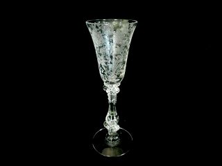 1 Cambridge Wildflower Etched 1 Oz.  Cordial Stem Glass - 5 1/4 " High