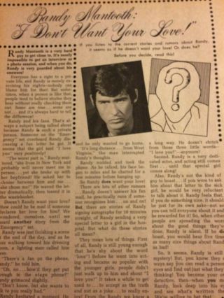 Randolph Mantooth,  Randy,  Emergency,  Rick Springfield Full Page Vintage Clipping